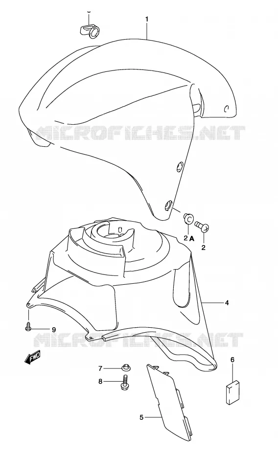 GARDE BOUE AVANT (MODELE K2) Suzuki SCOOTER 50 KATANA 2002  AY50K2(P19)