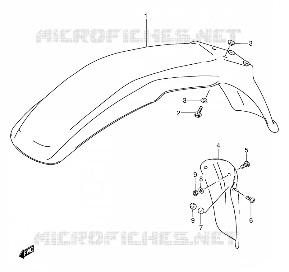 GARDE BOUE AVANT Suzuki MOTO 200 DF 1999  DF200EX(E24)