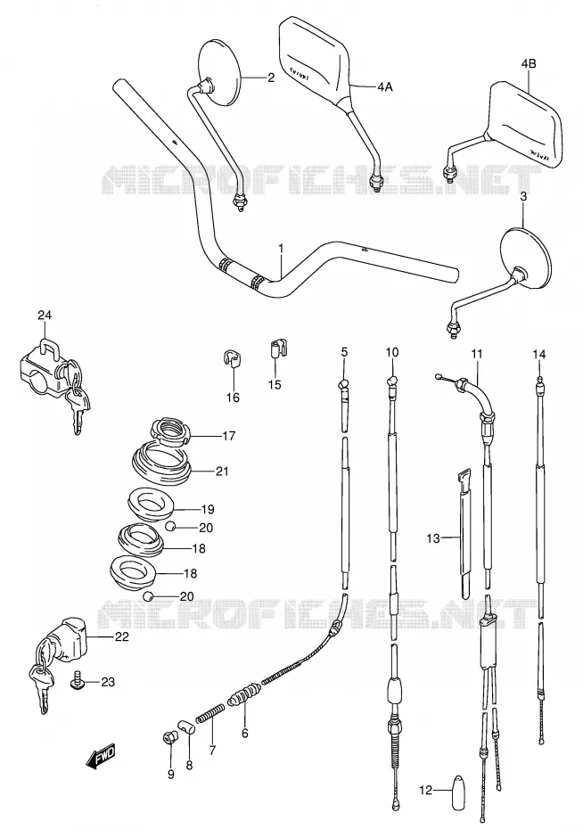 GUIDON - CABLES Suzuki MOTO 100 AP 1994  AX100R(E94)