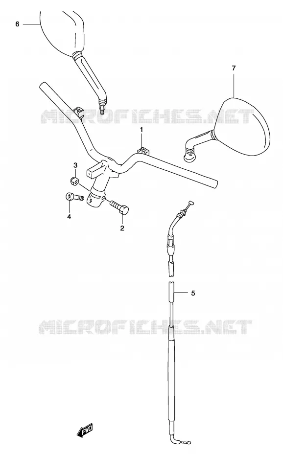 GUIDON (MODELE AY50WR K1/K2/AY50W K3/K4) Suzuki SCOOTER 50 KATANA 2003  AY50SK3(P19)