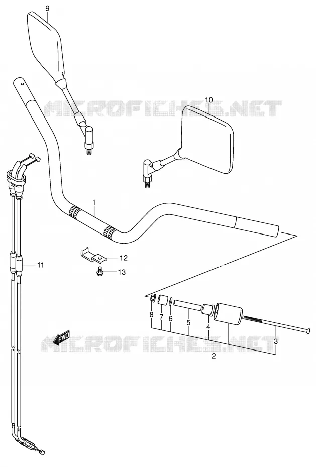 GUIDON (MODELE K2/K3) Suzuki MOTO 1000 V-STROM 2004  DL1000K4(E2)