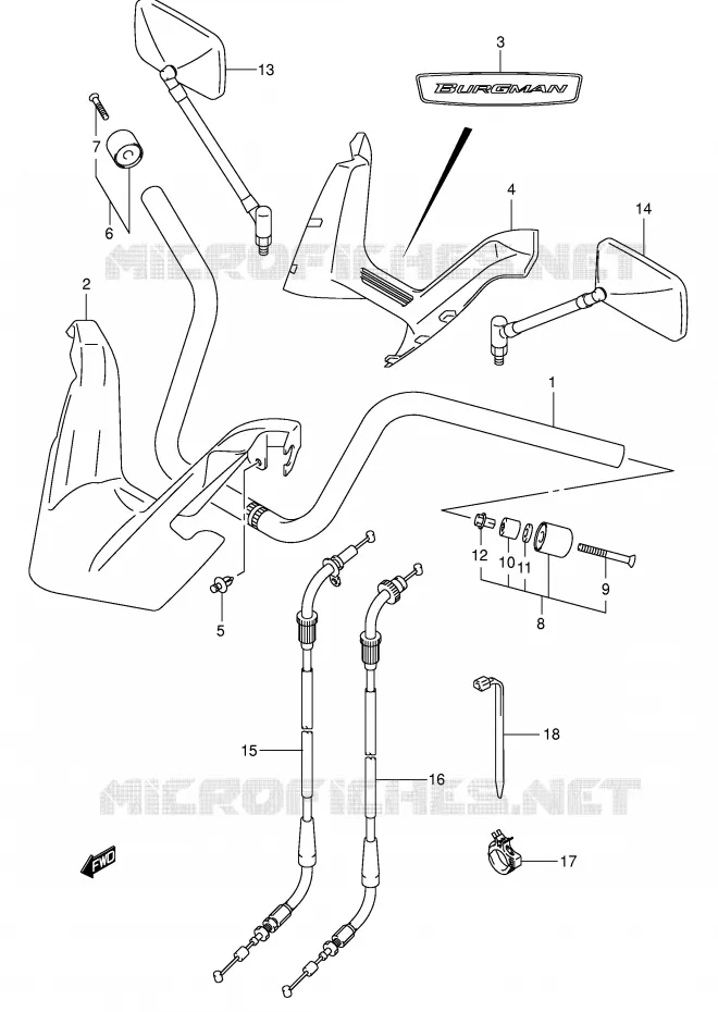 GUIDON (MODELE K3) Suzuki SCOOTER 400 BURGMAN 2005  AN400K5(E2)