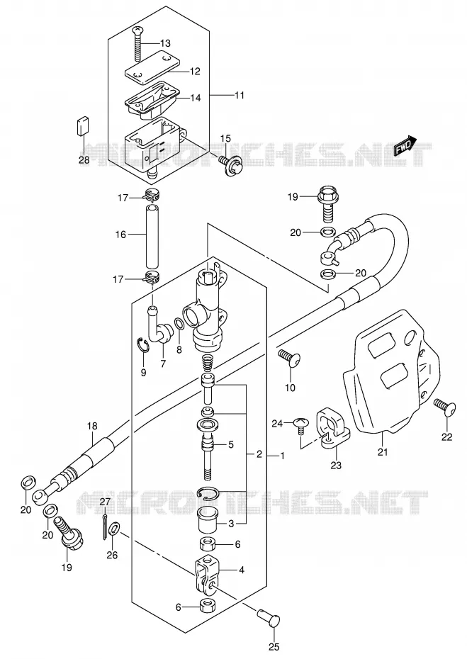 MAITRE CYLINDRE ARRIERE Suzuki MOTO 400 DR-Z 2002  DR-Z400SK2(E2)
