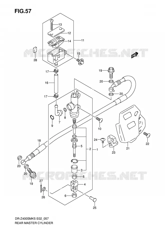 MAITRE CYLINDRE ARRIERE Suzuki MOTO 400 DR-Z 2006  DR-Z400SMK6(E2)
