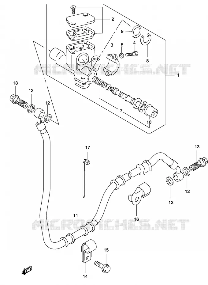 MAITRE CYLINDRE DE FREIN ARRIERE (MODEL AY50WR K1/K2/ AY50W K3/K4) Suzuki SCOOTER 50 KATANA 2004  AY50WK4(P19)