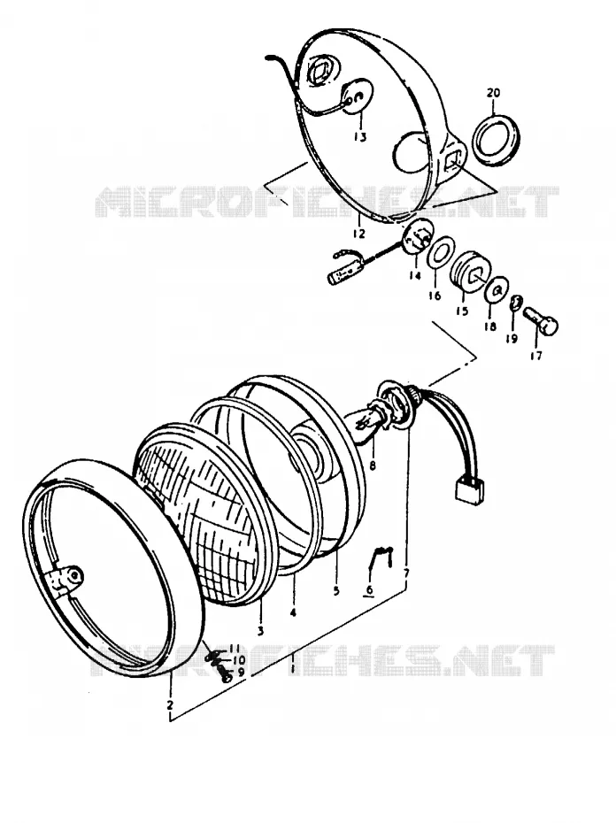 PHARE (A100M,N) Suzuki MOTO 100 A100 1992  A100N(K/L/M/N/4)