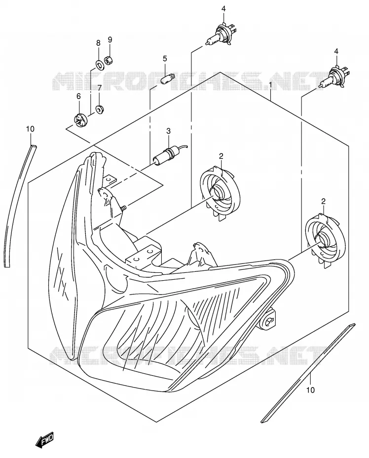 PHARE (E19,P37) Suzuki MOTO 1000 V-STROM 2003  DL1000K3(E2)