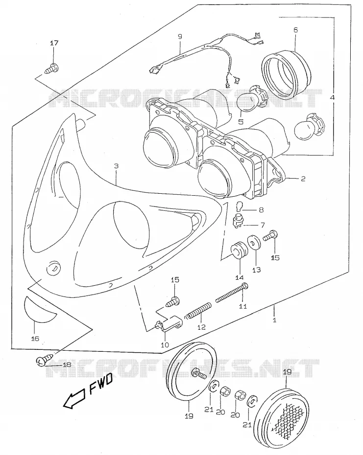 PHARE (model V/W/X/Y) Suzuki SCOOTER 50 KATANA 2000  AY50WY(V/W/X/Y)