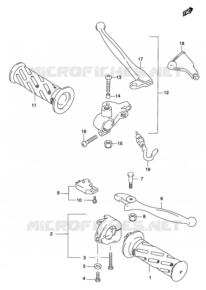 POIGNEE (MODELE AY50) Suzuki SCOOTER 50 KATANA 2003  AY50WK3(P19)