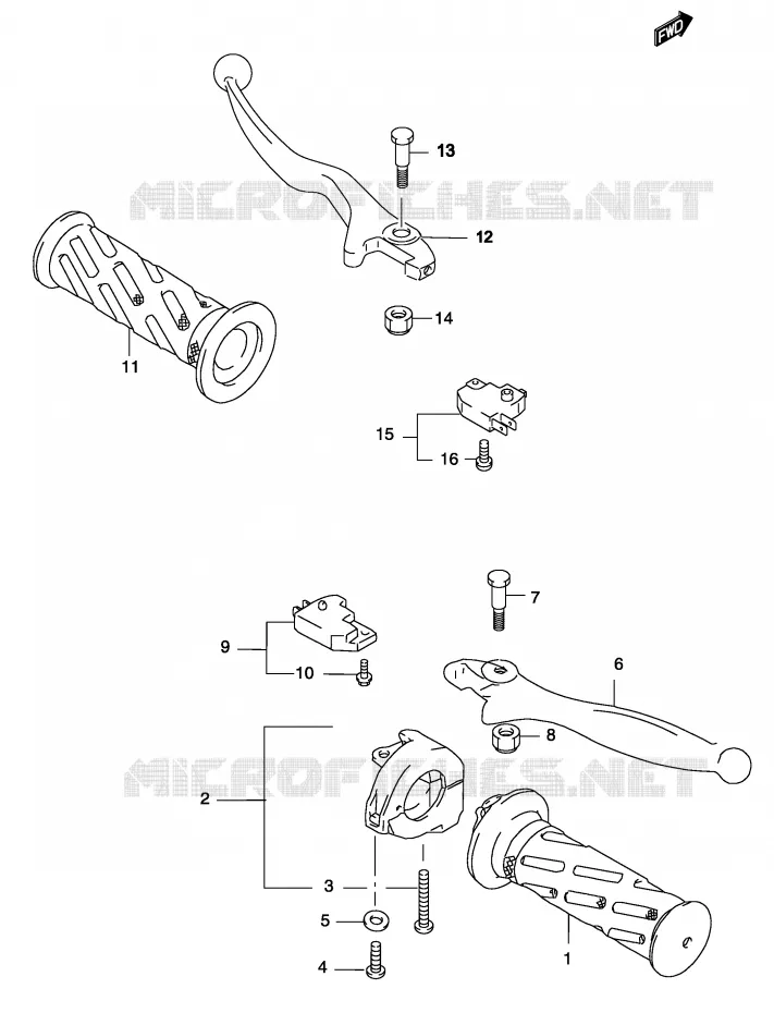POIGNEE (MODELE AY50W) Suzuki SCOOTER 50 KATANA 2002  AY50K2(P19)