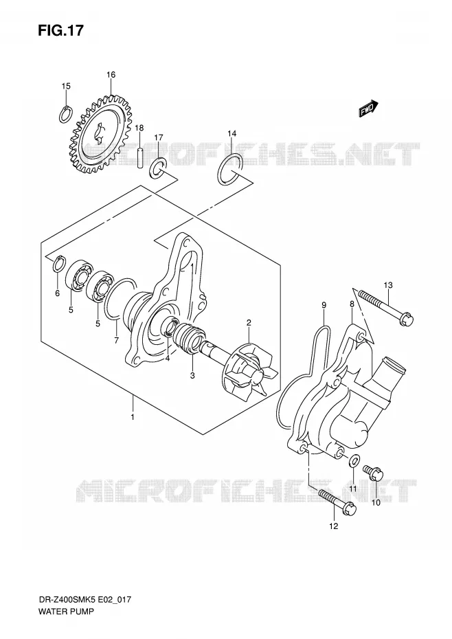 POMPE A EAU Suzuki MOTO 400 DR-Z 2007  DR-Z400SMK7(E2)