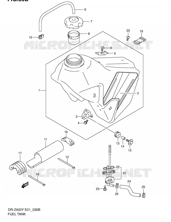 RESERVOIR D'ESSENCE (MODELE K2) Suzuki MOTO 400 DR-Z 2001  DR-Z400K1(E1)