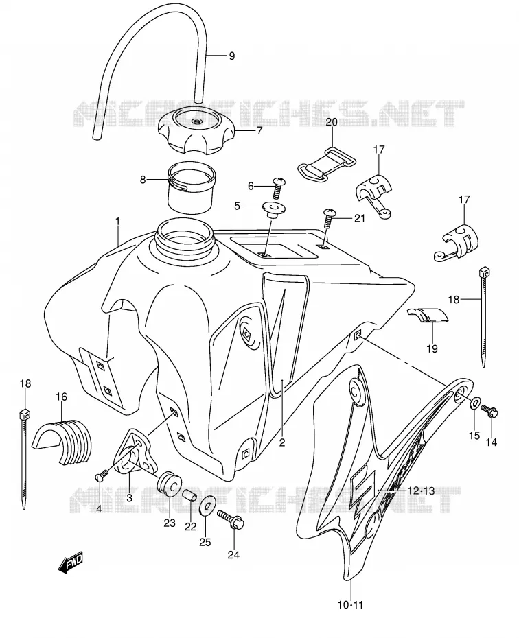 RESERVOIR D'ESSENCE (MODELE K5) Suzuki MOTO 125 DR-Z 2003  DR-Z125K3(E3/E28)