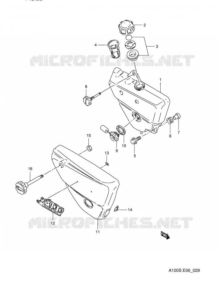 RESERVOIR D'HUILE - CACHE LATERAL Suzuki MOTO 100 A100 1994  A100R(E6)