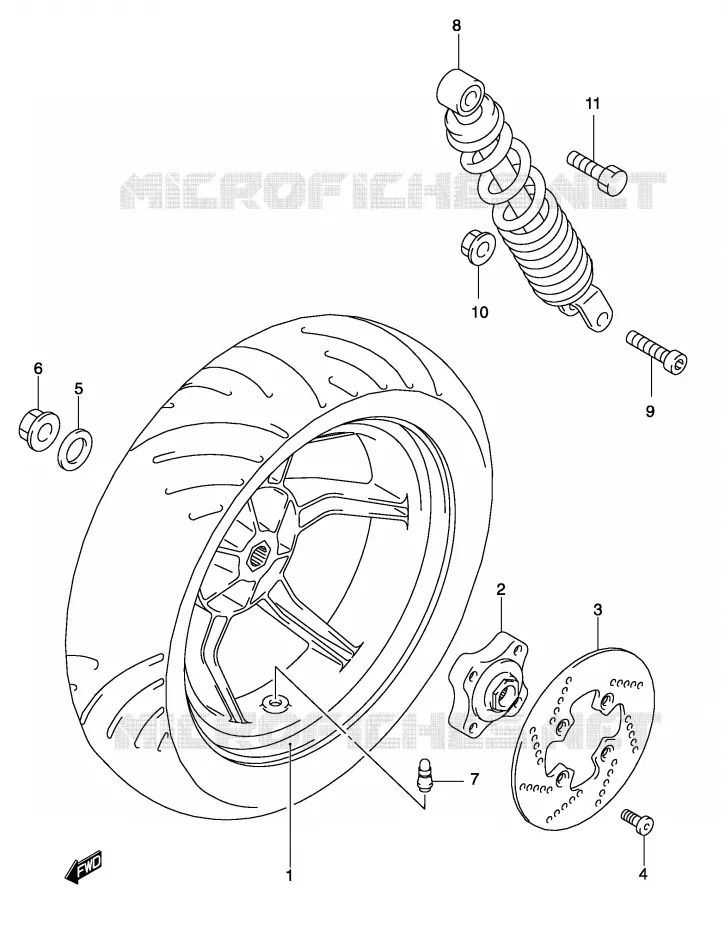 ROUE ARRIERE (MODELE AY50WK4) Suzuki SCOOTER 50 KATANA 2004  AY50SK4(P19)