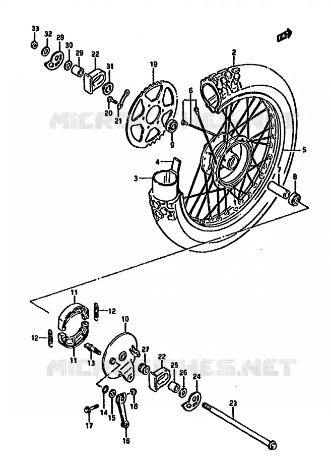 ROUE ARRIERE Suzuki MOTO 125 DR 1985  DR125SF(F/H/J)