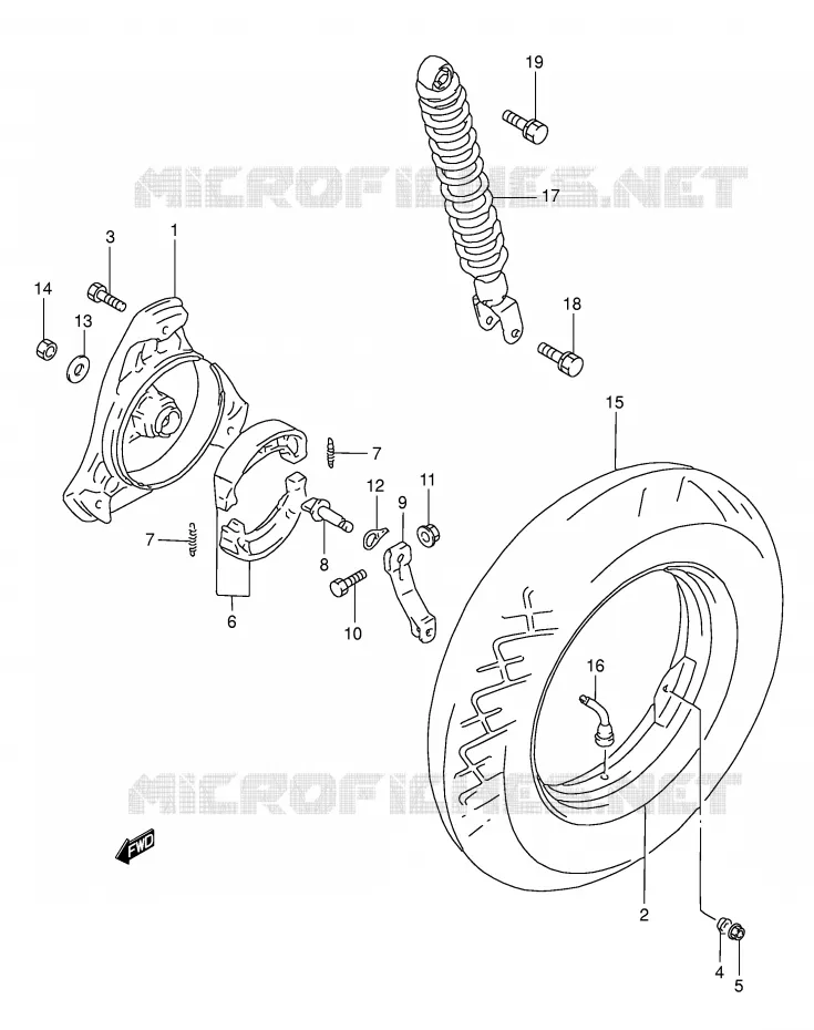 ROUE ARRIERE Suzuki SCOOTER 125 BURGMAN 1999  AN125UX(E2)
