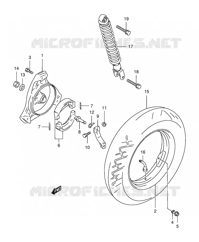 ROUE ARRIERE Suzuki SCOOTER 150 BURGMAN 1997  AN150V(E34)