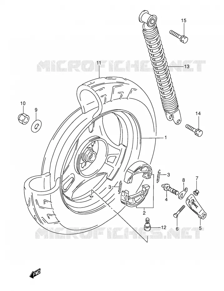 ROUE ARRIERE Suzuki SCOOTER 50 AJ 1996  AJ50T(E29)