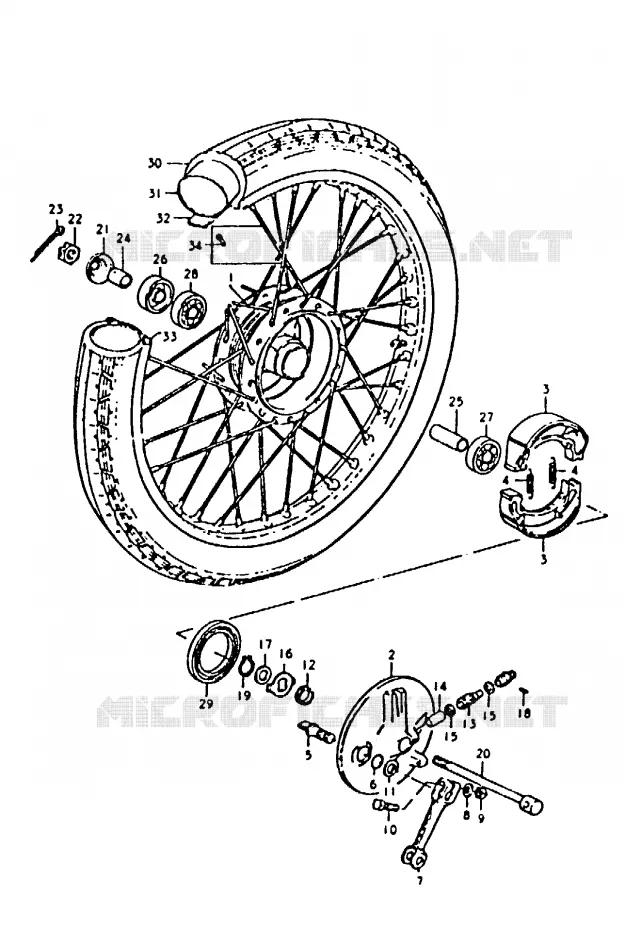 ROUE AVANT (A100N) Suzuki MOTO 100 A100 1991  A100M(K/L/M/N/4)