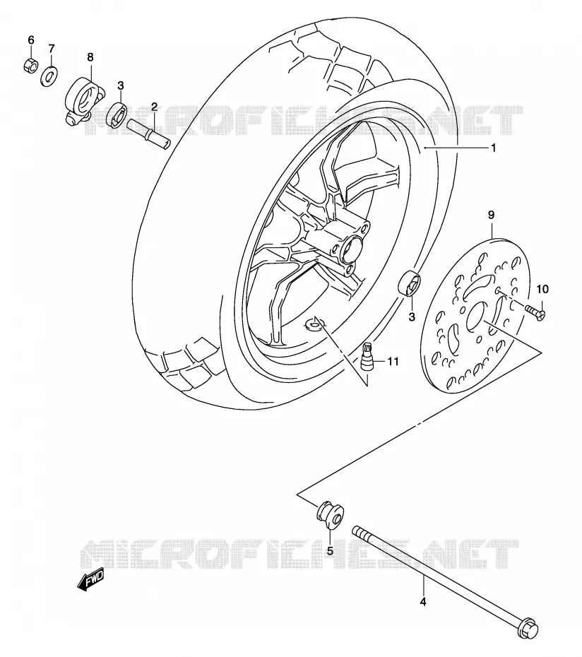 ROUE AVANT (MODELE K1/K2/K3) Suzuki SCOOTER 50 KATANA 2003  AY50WK3(P19)
