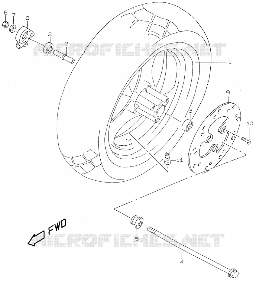 ROUE AVANT (model K1) Suzuki SCOOTER 50 KATANA 2001  AY50K1(V/W/X/Y)