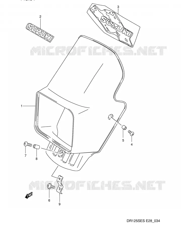 SUPPORT - CARENAGES DE PHARE Suzuki MOTO 125 DR 1994  DR125SER(E28)