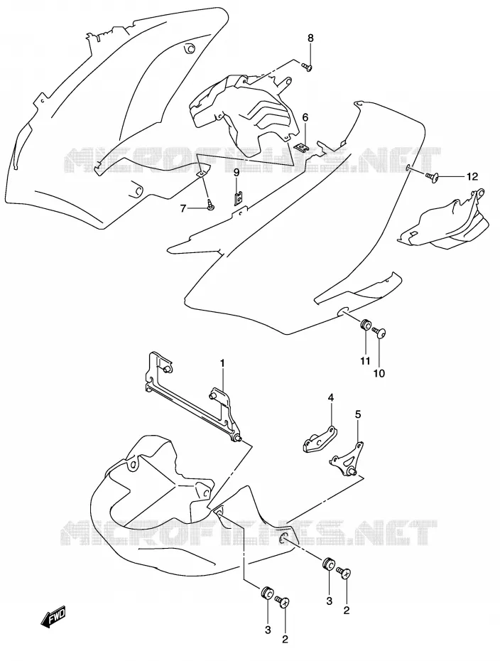 SUPPORTS / FIXATIONS CARENAGES Suzuki MOTO 1000 V-STROM 2006  DL1000K6(E2)