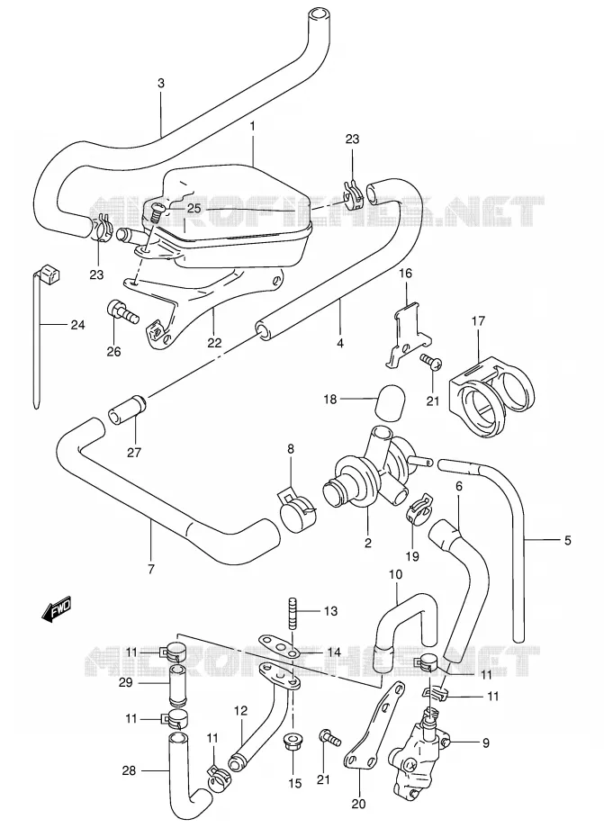 SYSTÈME DE RECYCLAGE GAZ D'ECHAPPEMENT (E18) Suzuki SCOOTER 125 BURGMAN 2000  AN125UY(E2)