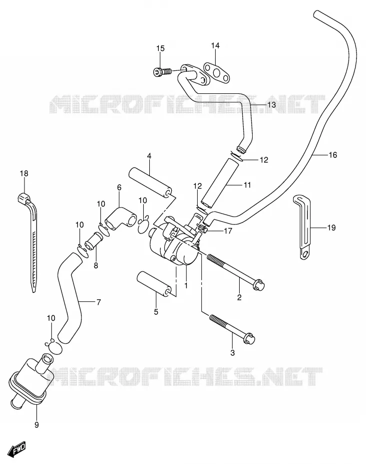 SYSTEME RECYCLAGE GAZ ECHAPPEMENT Suzuki MOTO 400 DR-Z 2003  DR-Z400SK3(E2)