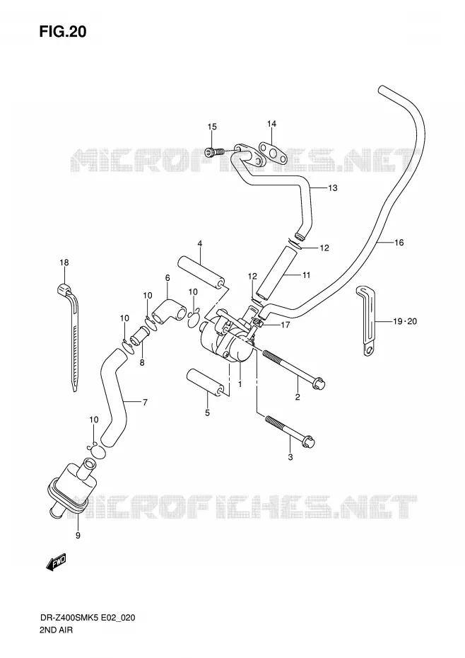 SYSTEME RECYCLAGE GAZ ECHAPPEMENT Suzuki MOTO 400 DR-Z 2008  DR-Z400SMK8(E2)
