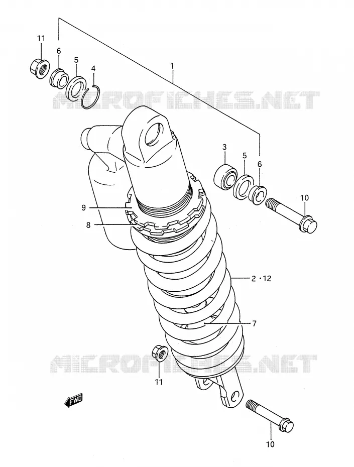 AMORTISSEUR (MODELE M) Suzuki MOTO 250 RM 1992  RM250 N (E03,E28,E33)