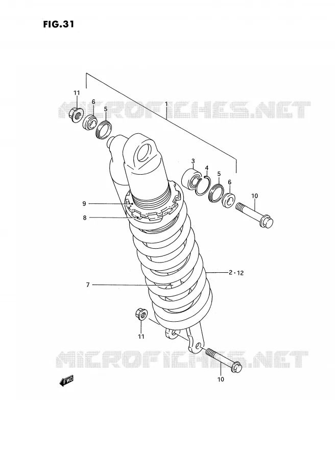 AMORTISSEUR (MODELE N) Suzuki MOTO 125 RM 1992  RM125N(E3)