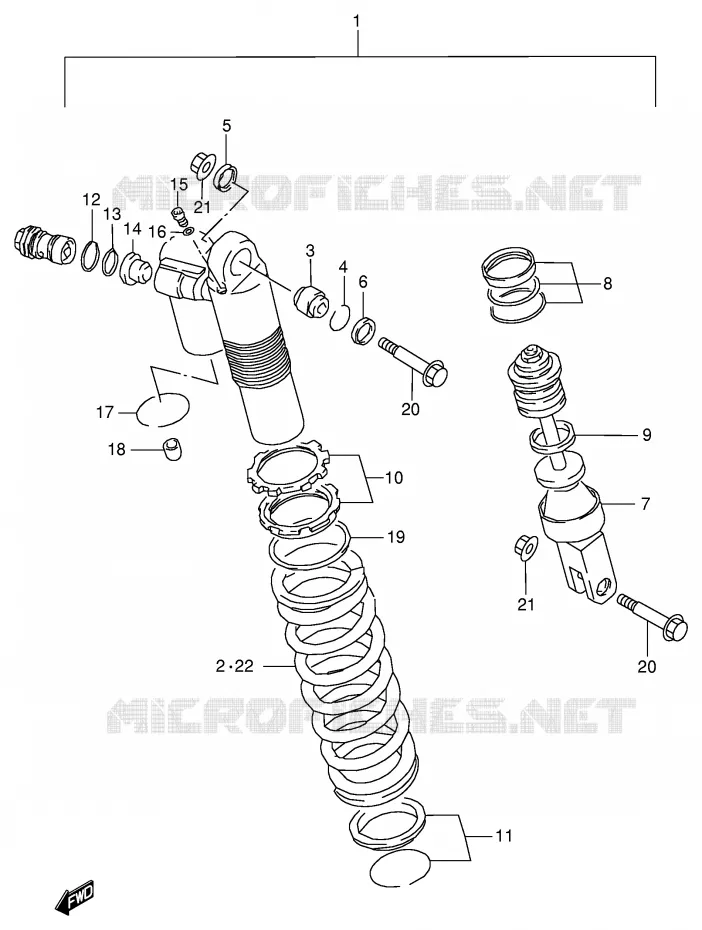 AMORTISSEUR (MODELE V) Suzuki MOTO 125 RM 1997  RM125V(E2)