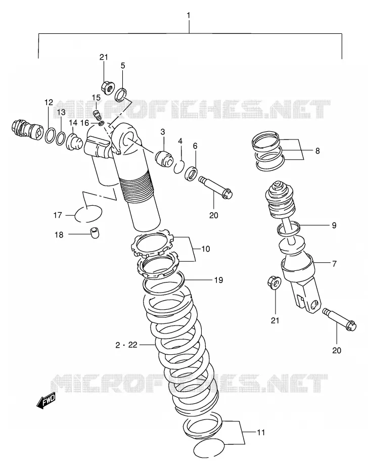 AMORTISSEUR (MODELE V) Suzuki MOTO 250 RM 1996  RM250T(E3/E28)