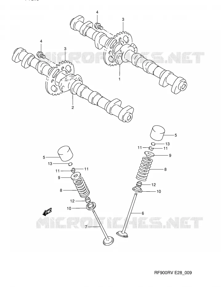 ARBRE A CAMES - SOUPAPES Suzuki MOTO 900 RF 1996  RF900RT(E28)