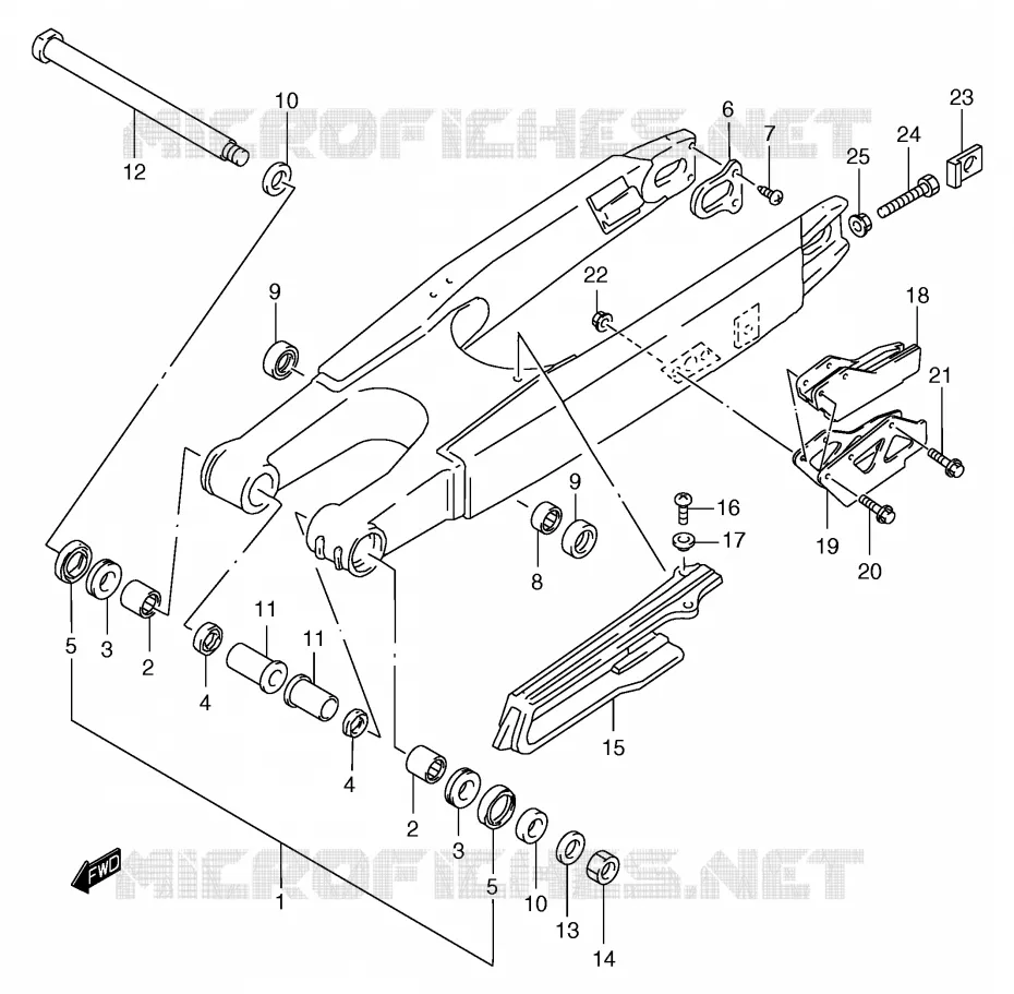 BRAS OSCILLANT ARRIERE (MODELE Y) Suzuki MOTO 125 RM 1999  RM125X(E2)