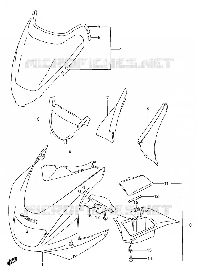CARENAGES - ETIQUETTES (MODELE P/R/S/T) Suzuki MOTO 600 RF 1994  RF600RUR(E2)