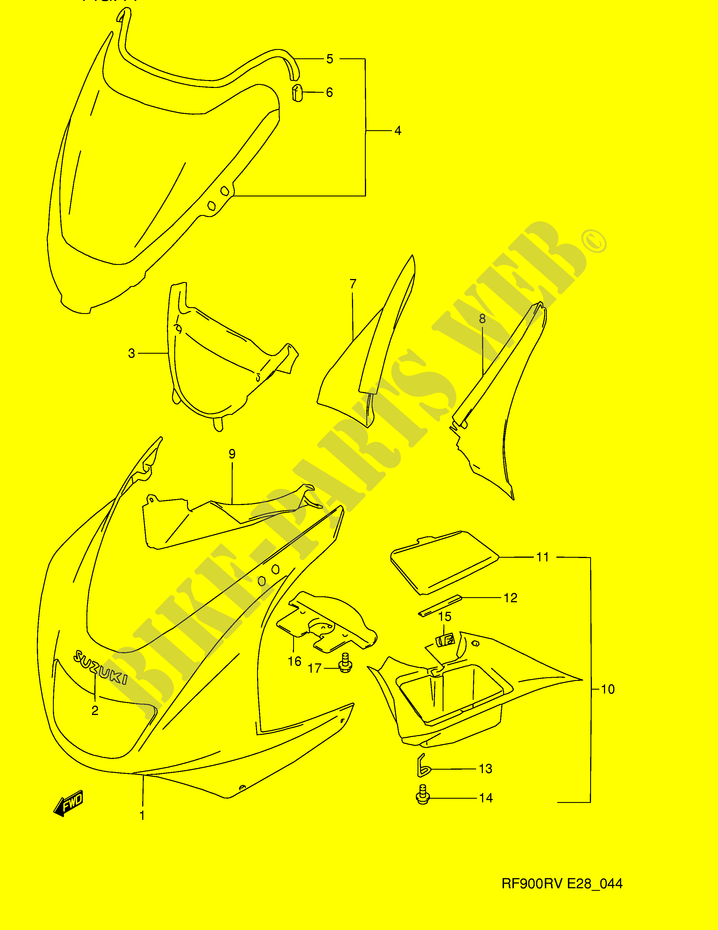 CARENAGES   ETIQUETTES (MODELE R) pour Suzuki RF 900 1994