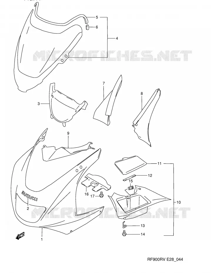 CARENAGES - ETIQUETTES (MODELE R) Suzuki MOTO 900 RF 1994  RF900RR(E28)