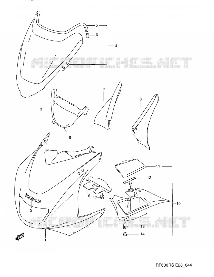 CARENAGES - ETIQUETTES Suzuki MOTO 600 RF 1995  RF600RS(E28)