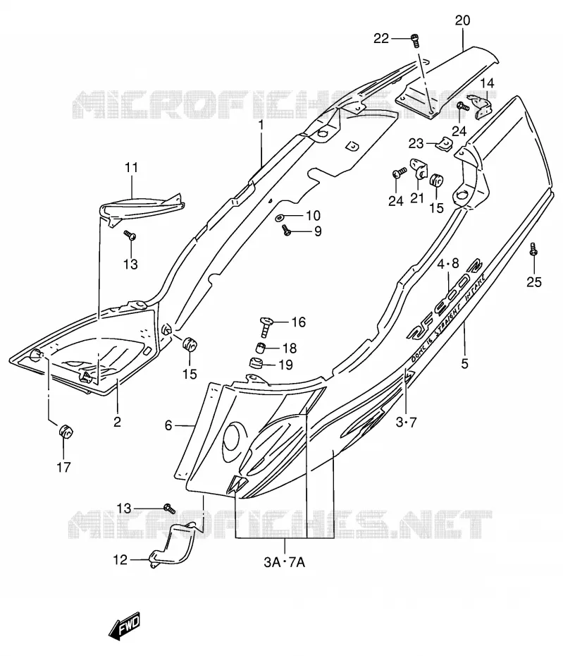 CARENAGES ARRIERE  (MODELE R/S) Suzuki MOTO 900 RF 1995  RF900RS(E2)