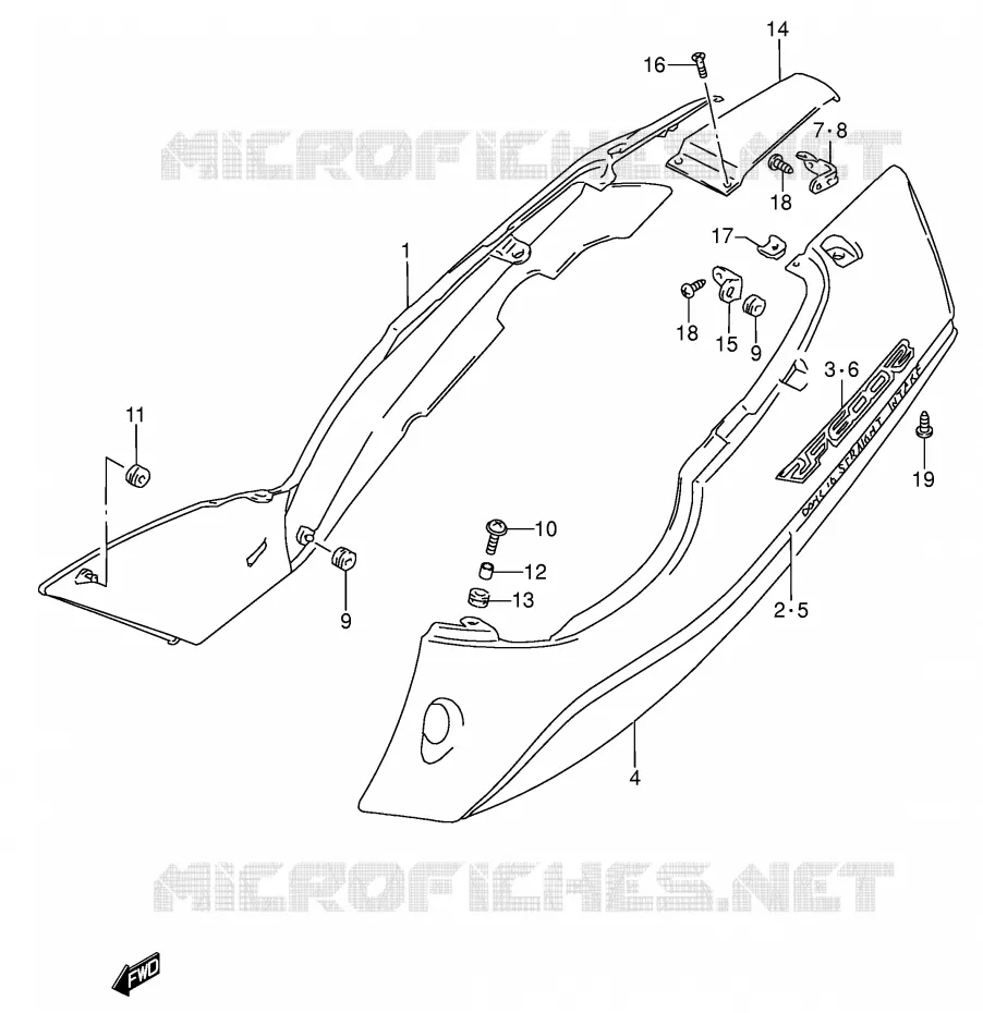 CARENAGES ARRIERE  (MODELE V) Suzuki MOTO 600 RF 1995  RF600RS(E2)