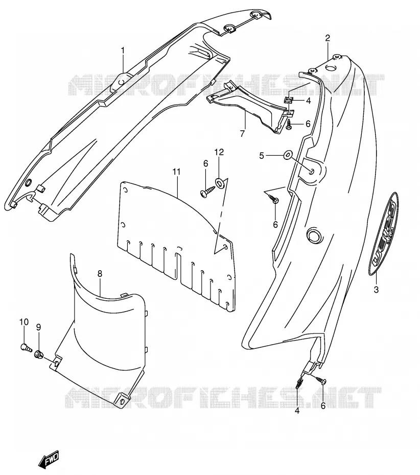 CARENAGES ARRIERE Suzuki SCOOTER 125 UE 2001  UE125CTK1(P2)