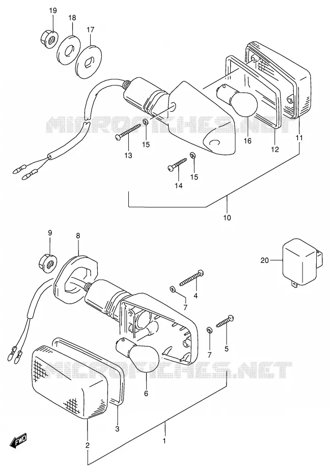 CLIGNOTANTS (E2,E4,E15,E17,E18,E34) Suzuki MOTO 125 RG 1993  RG125FP(E18)