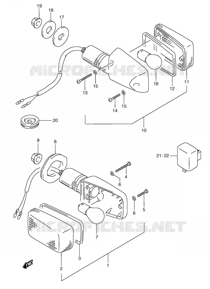 CLIGNOTANTS (E2,E4,E21,E22,E24,E34) Suzuki MOTO 250 RG 1993  RGV250P(E24)