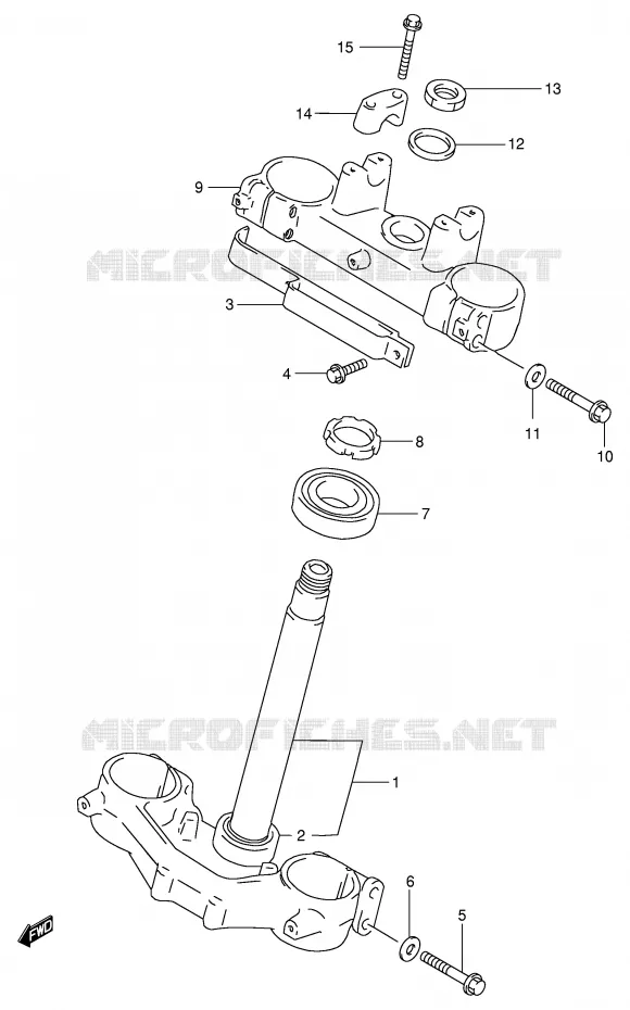 COLONNE DE DIRECTION (MODELE T/V/W) Suzuki MOTO 250 RM 1998  RM250W(E3/E28)