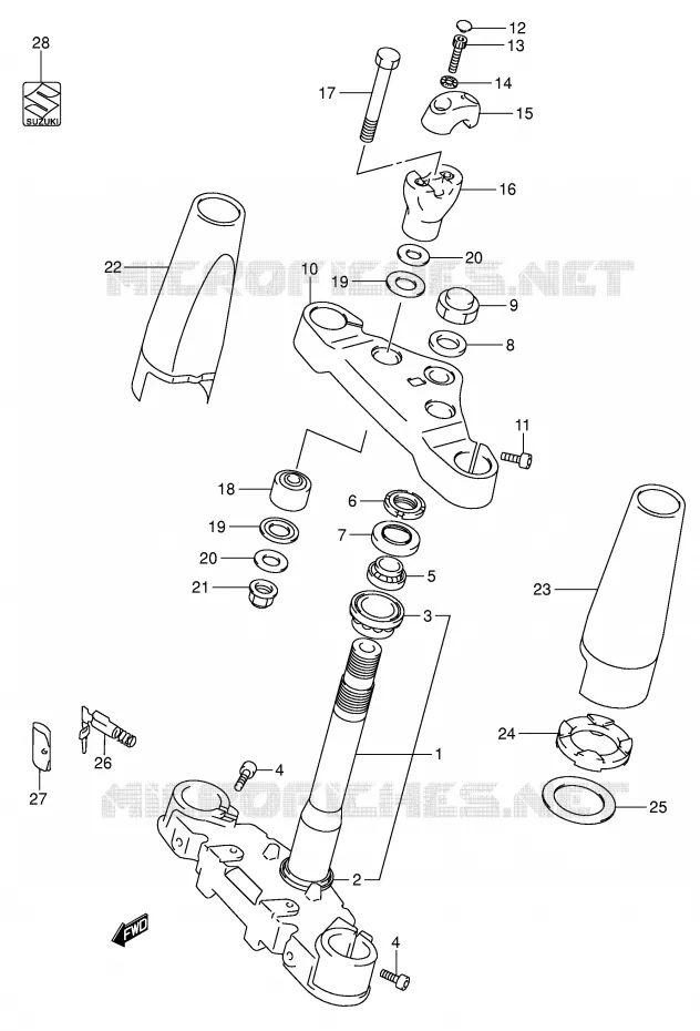 COLONNE DE DIRECTION Suzuki MOTO 1500 INTRUDER 2007  VL1500K7(E2)