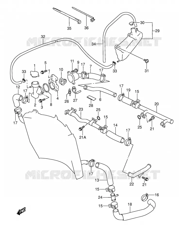 DURITE DE RADIATEUR Suzuki MOTO 600 RF 1994  RF600RR(E2)