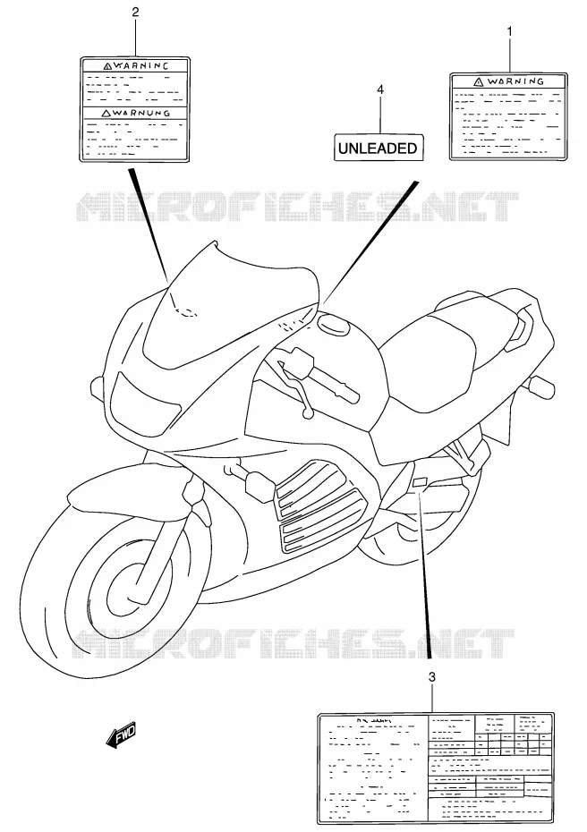ETIQUETTE (MODELE R/S) Suzuki MOTO 900 RF 1997  RF900RV(E2)